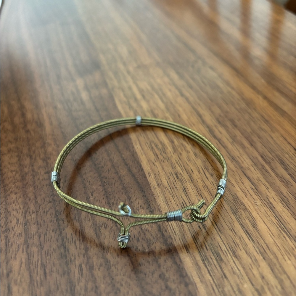 Elegant Gold Guitar String Wire Cross Bracelet